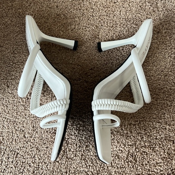 NIB Raye Harmony Square Toe Strappy Braided Heel in White - Picture 6 of 9